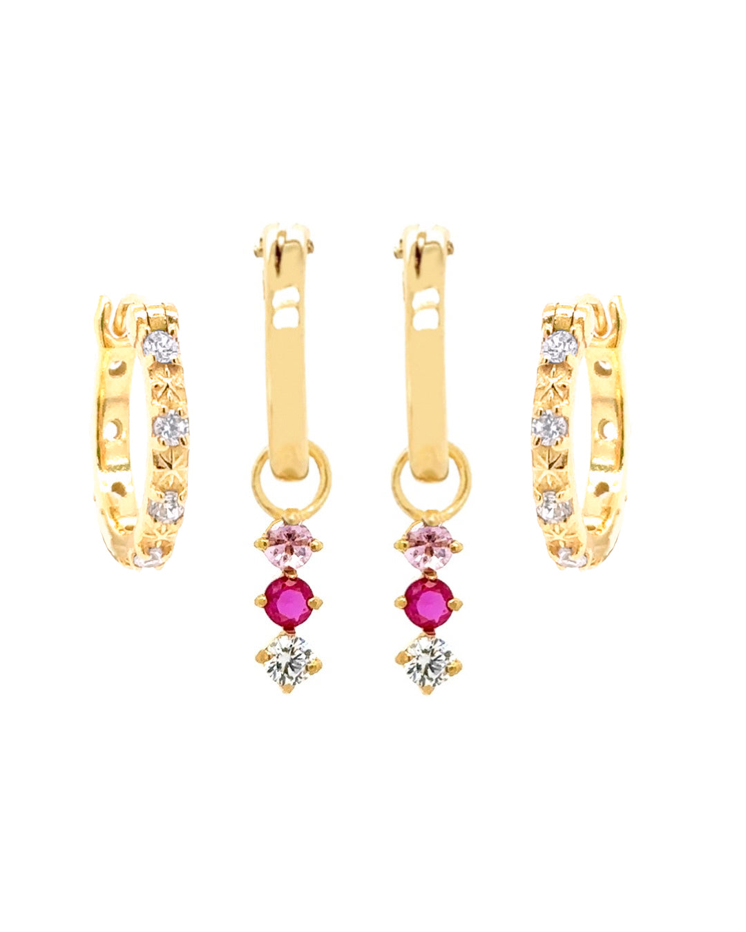 Asteria Crimson Hoop Earrings Set