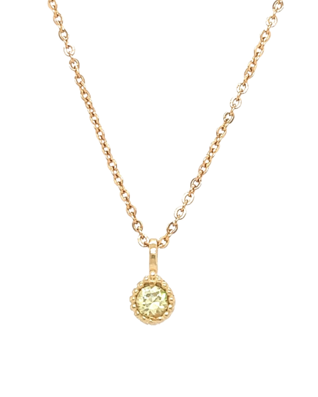 Gold August Peridot Birthstone Necklace 
