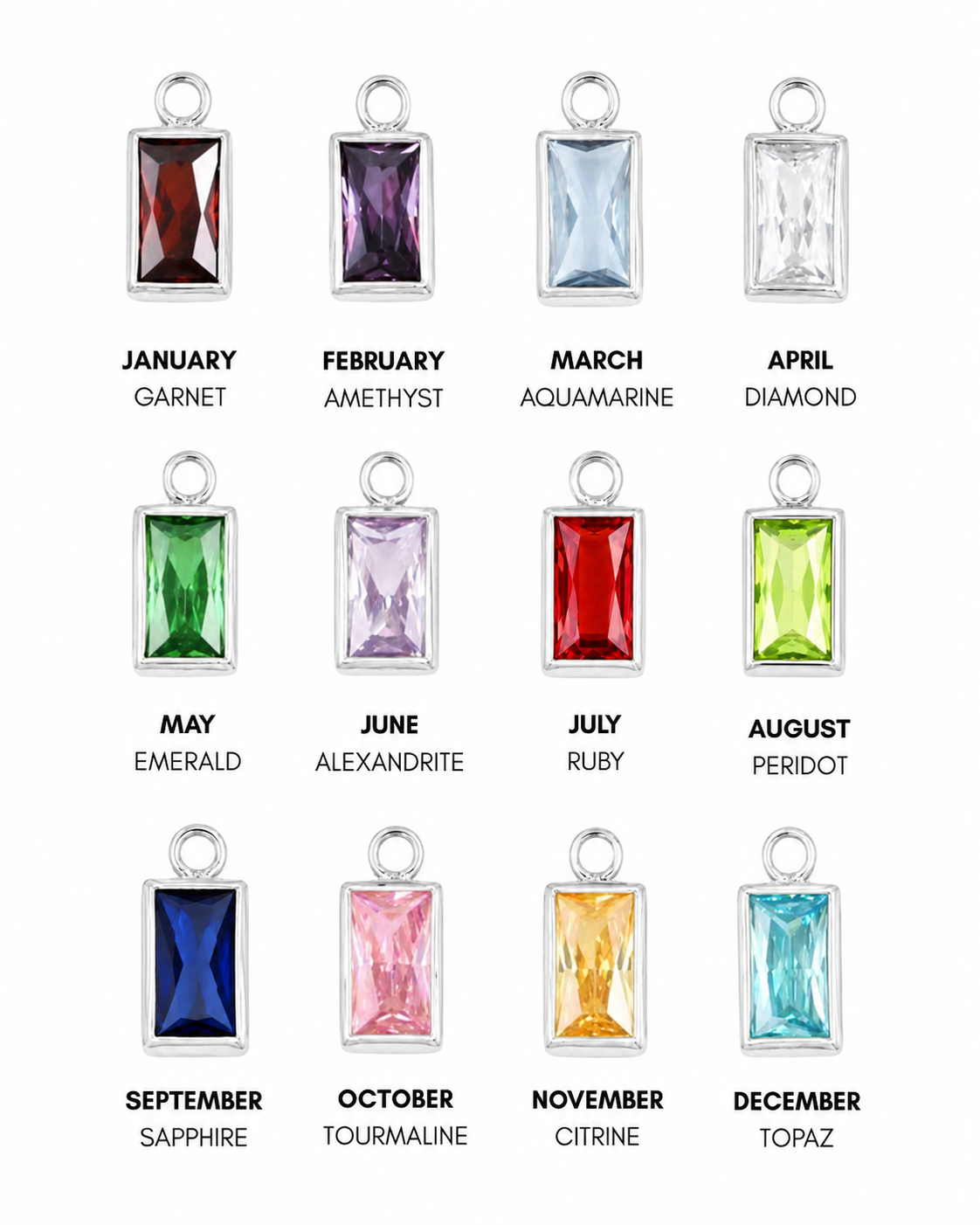 Silver Birthstone Necklace