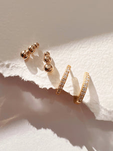Gold Classic Pave Hoops with cubic zirconia crystals 
