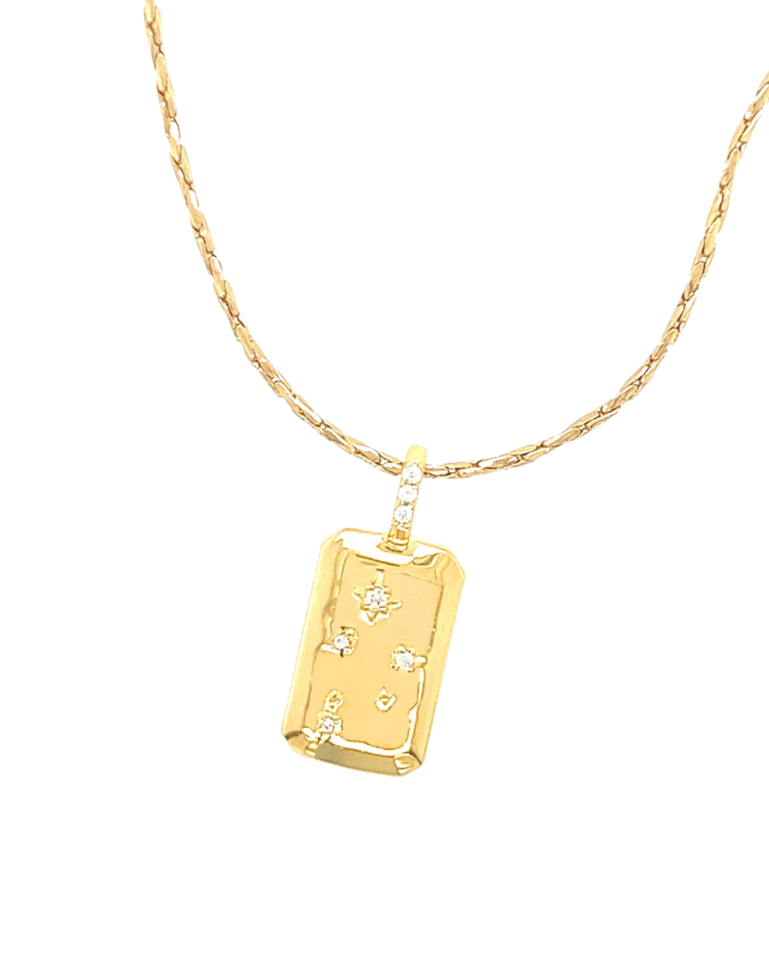Gold Libra Constellation Zodiac Pendant on a Gold Necklace Chain