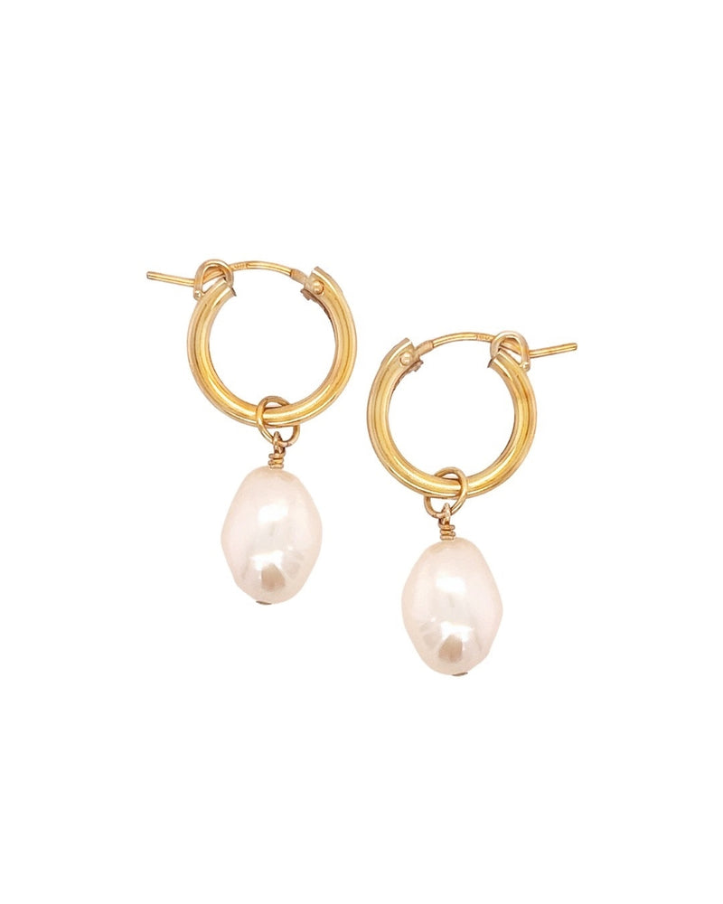 Moondrop Pearl Hoop Earrings