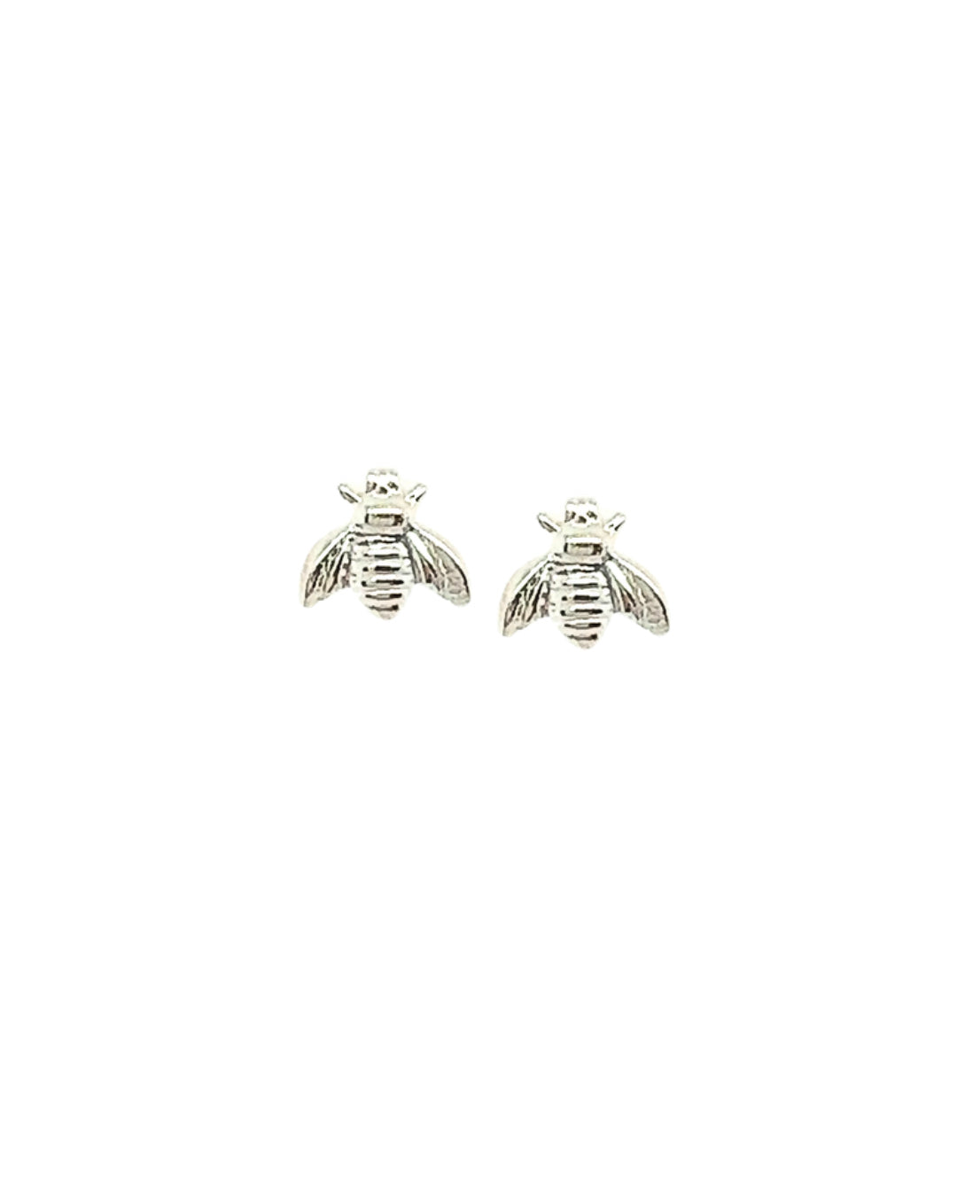 Sterling silver honey bee stud post earrings with butterfly backs