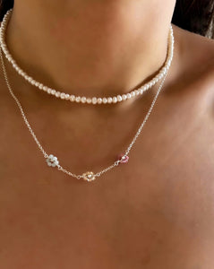 Silver Daisy Birthstone Necklace