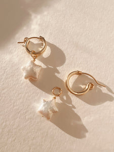 Gold Star Pearl Hoops