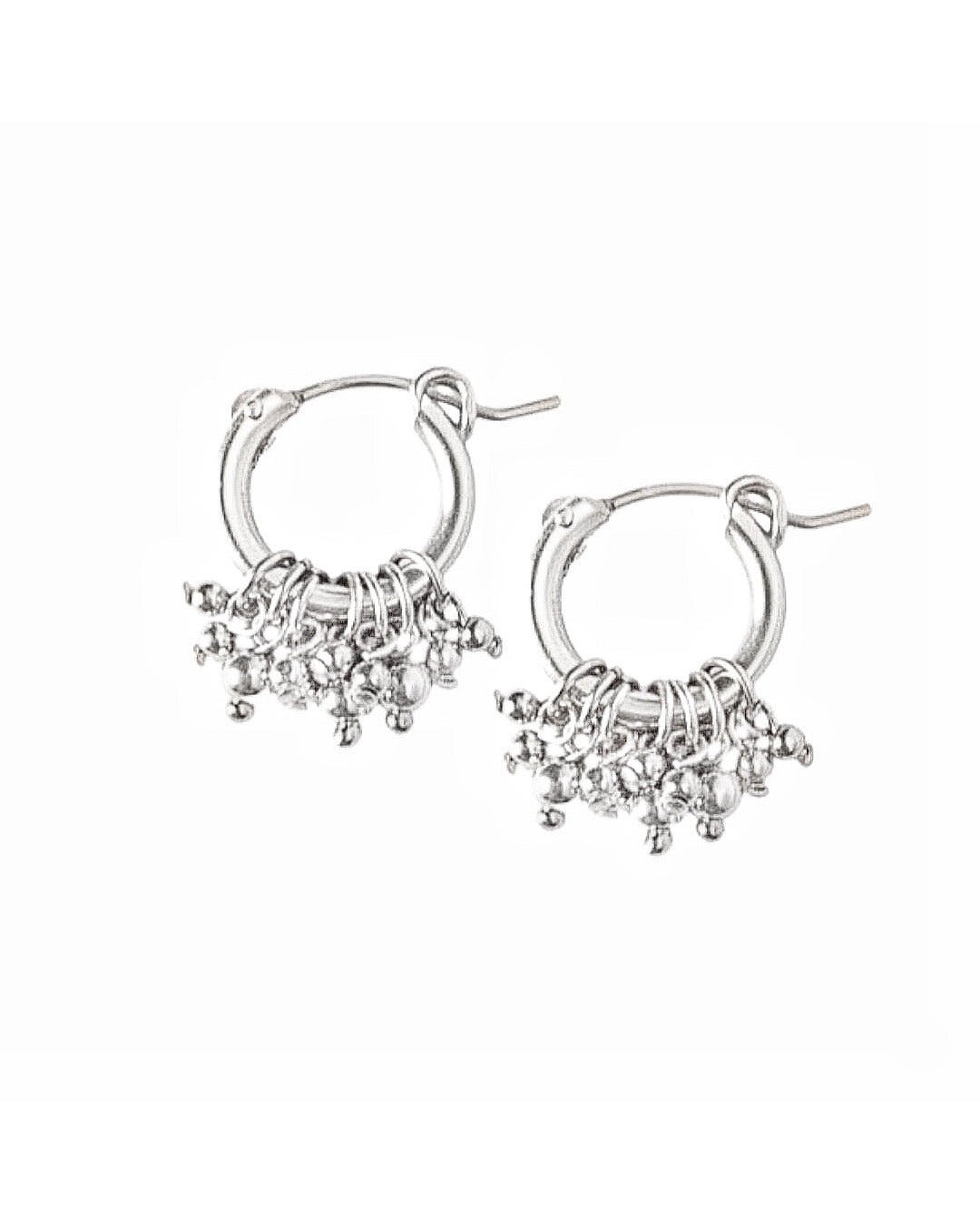 Sterling Silver Cluster Hoop Earrings 