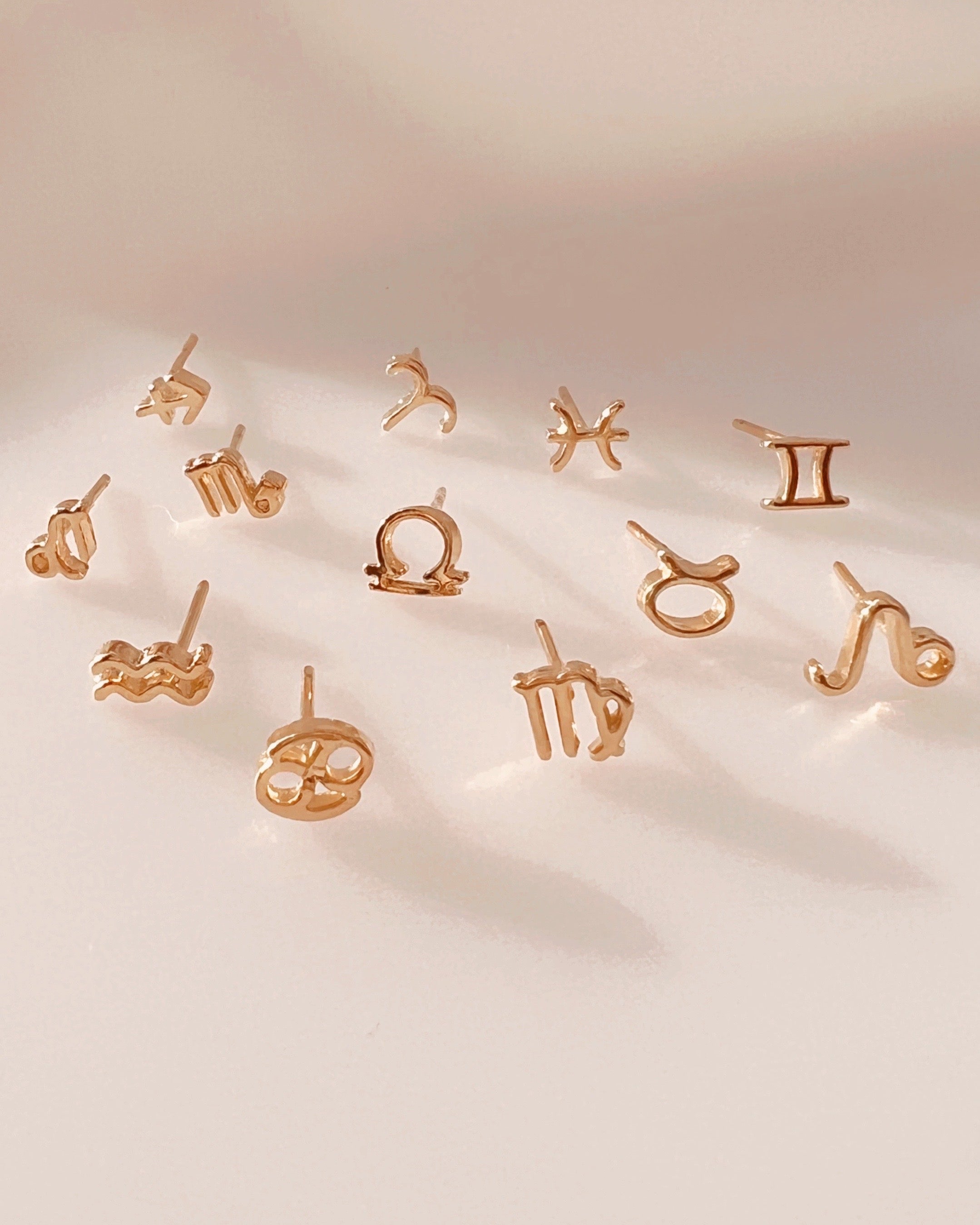 14k gold fill small zodiac horoscope stud earring 