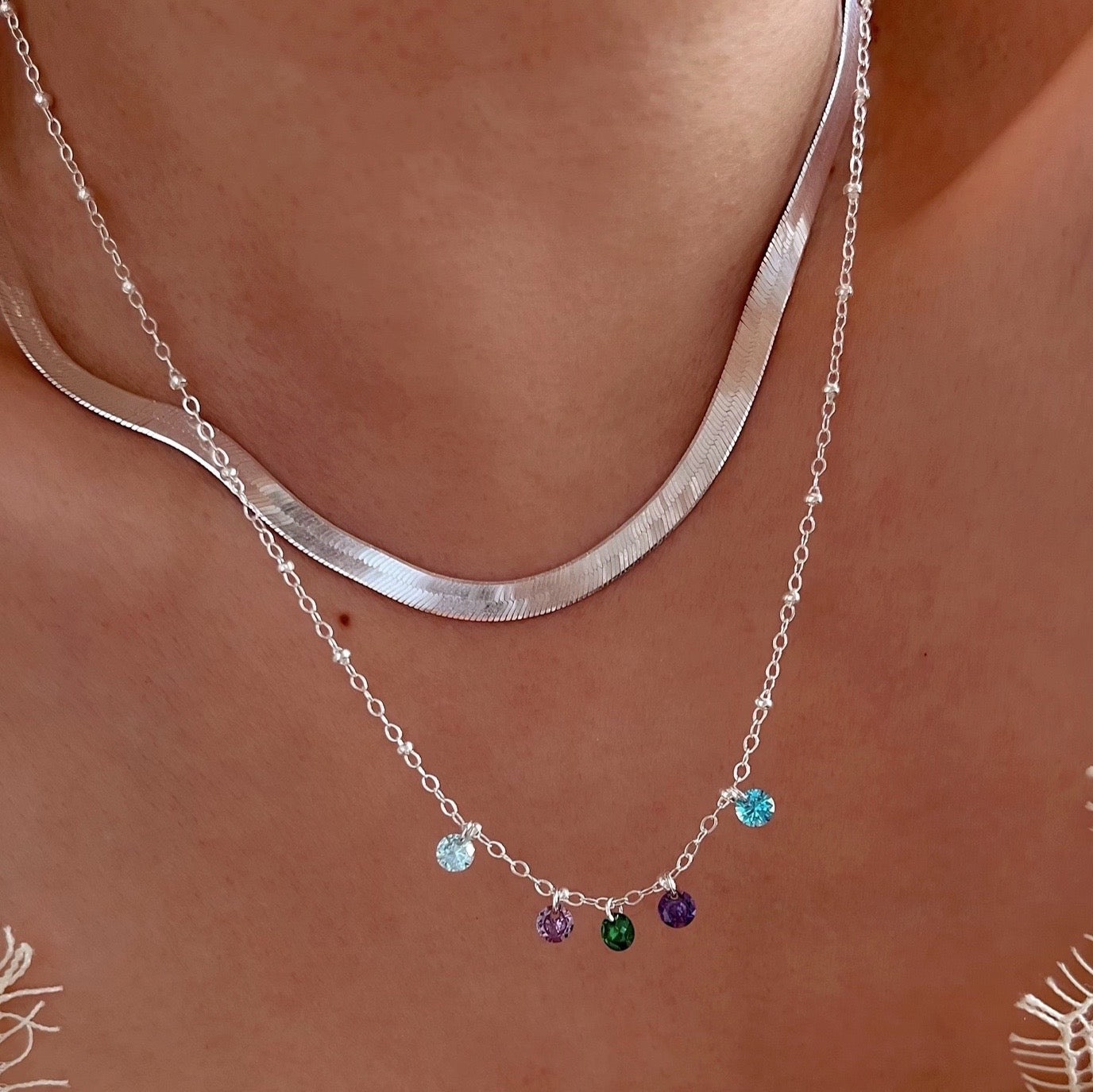 Silver Petite Birthstone Necklace