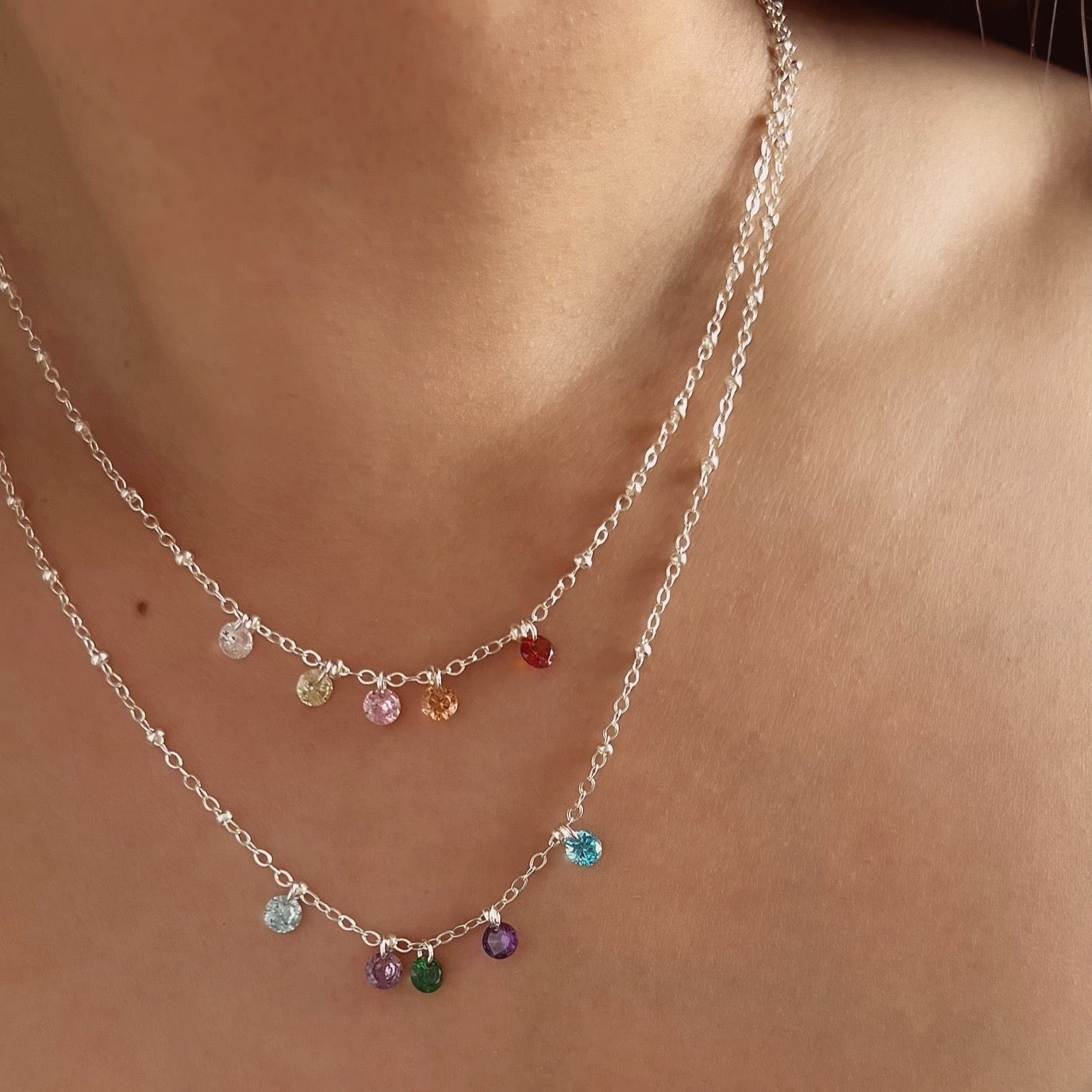 Silver Petite Birthstone Necklace