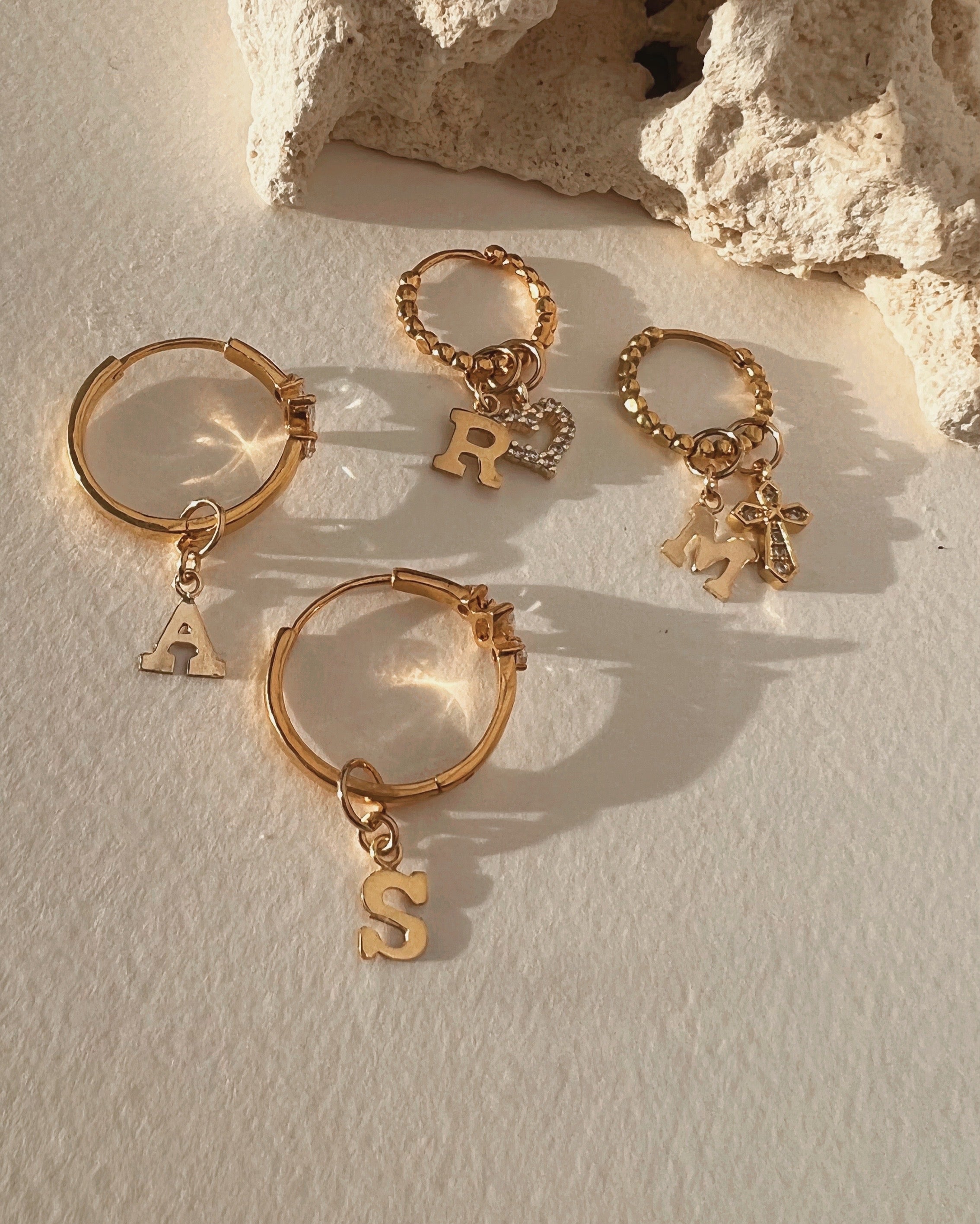 14k gold fill Letter Earring Charms for Hoops