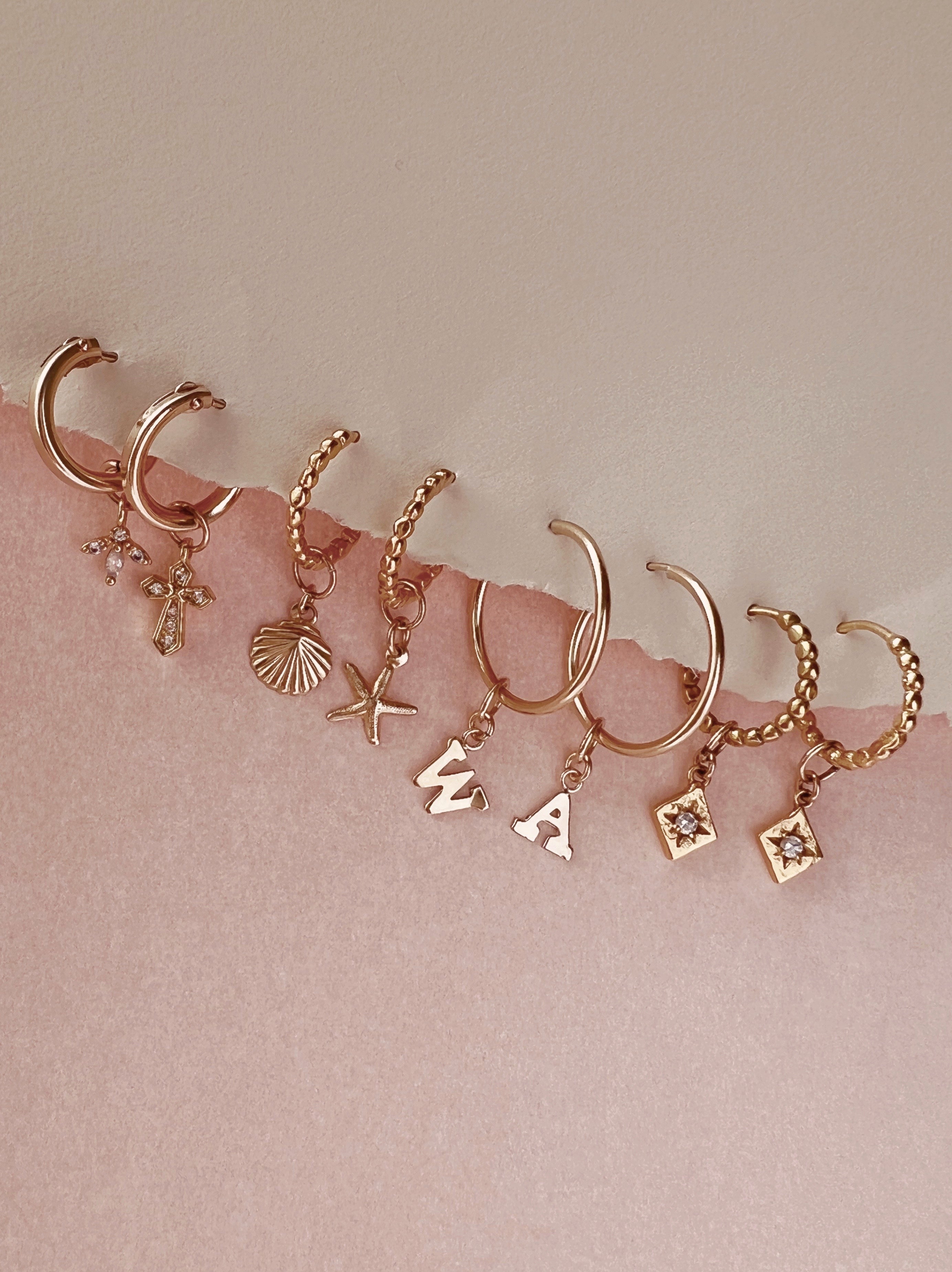 14k gold fill Letter Earring Charms for Hoops