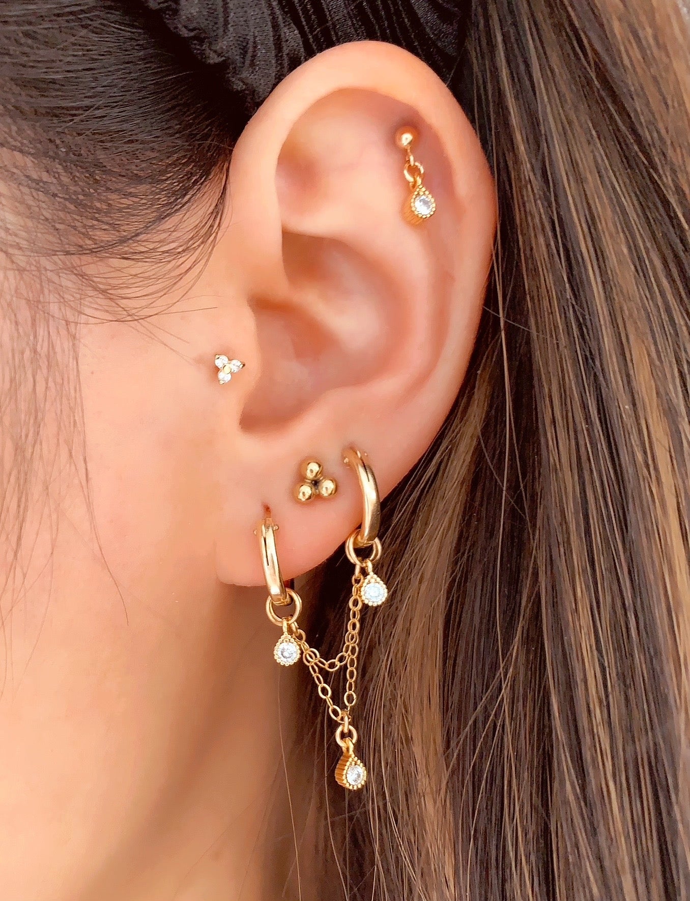 Embellished Teardrop Double Hoops