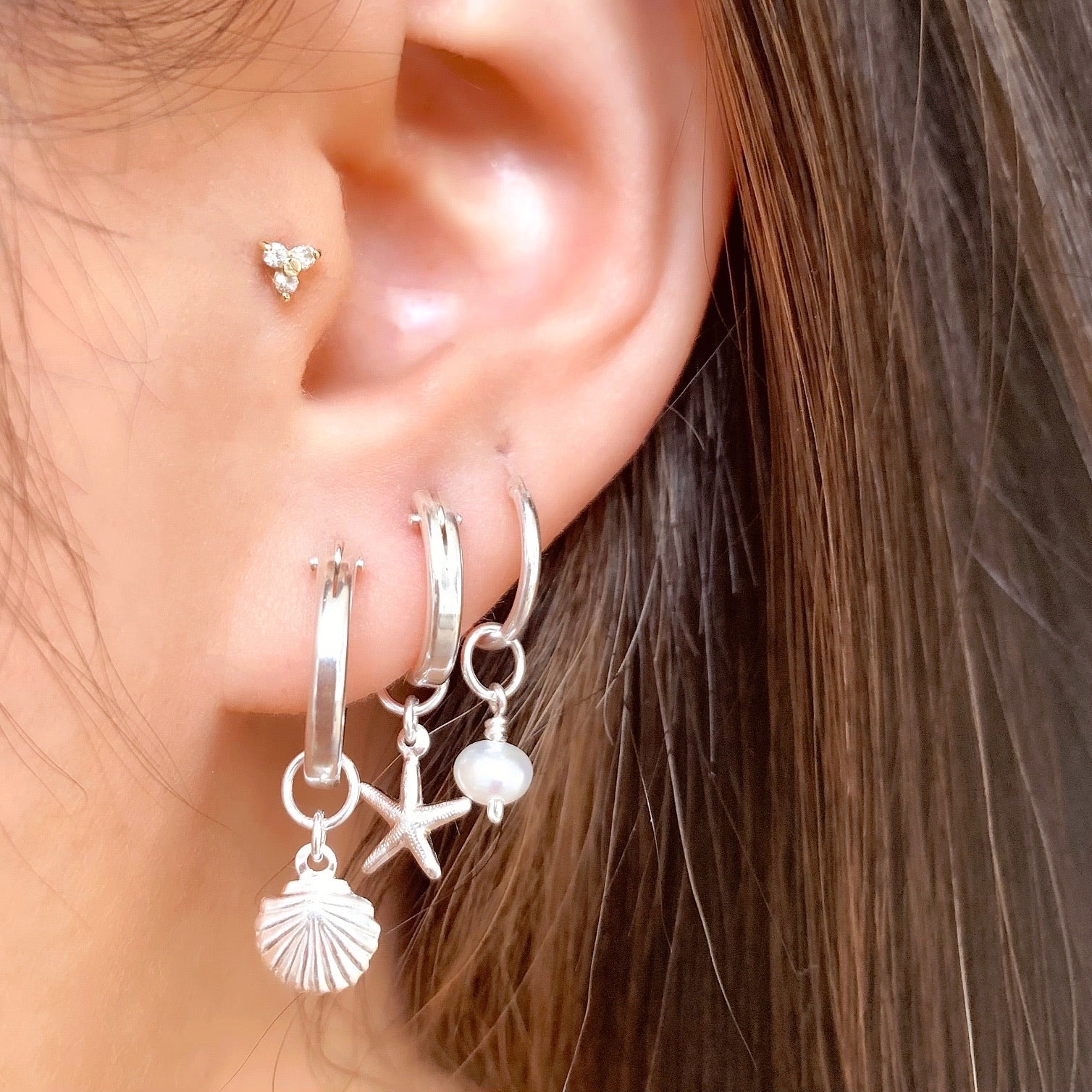 Silver Mini Pearl Earring Charm