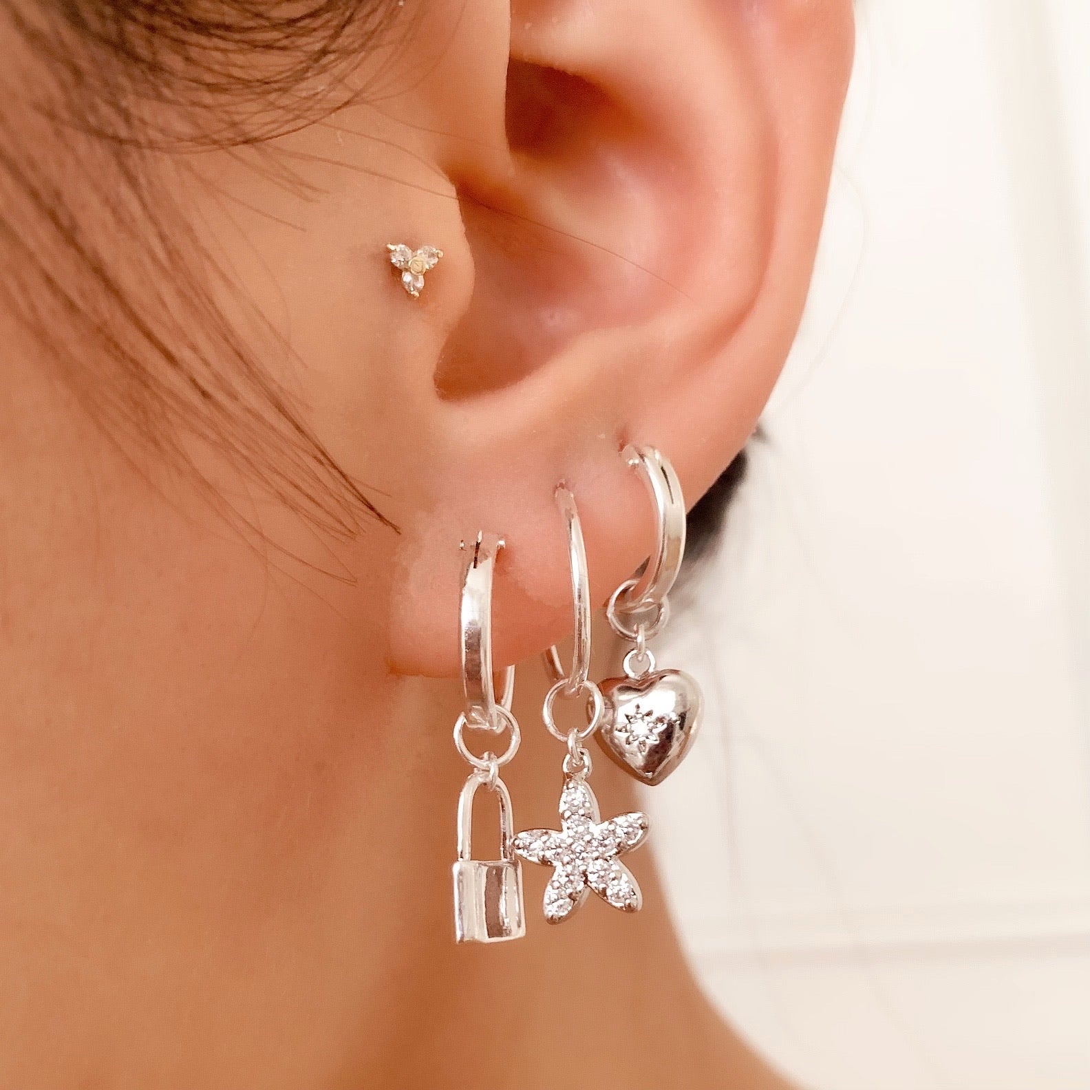 Silver Padlock Earring Charm