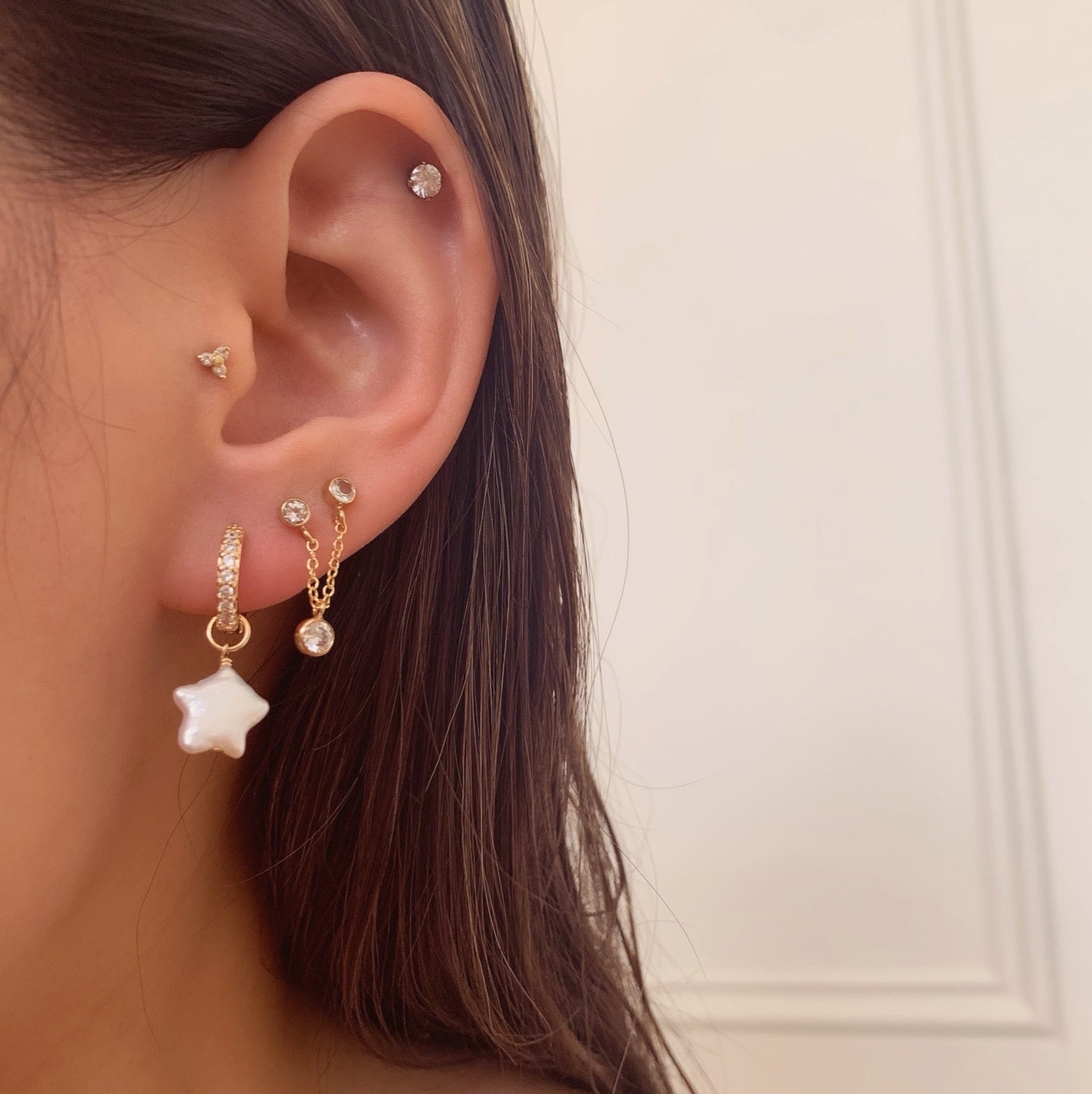 Star Pearl Earring Charm