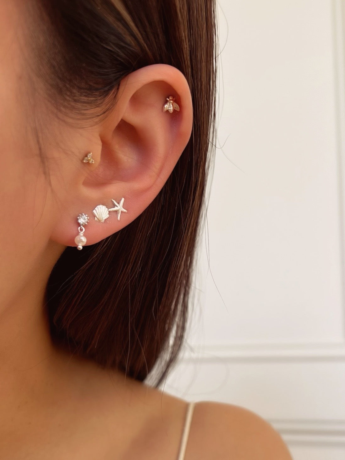Silver Pearl Drop Studs