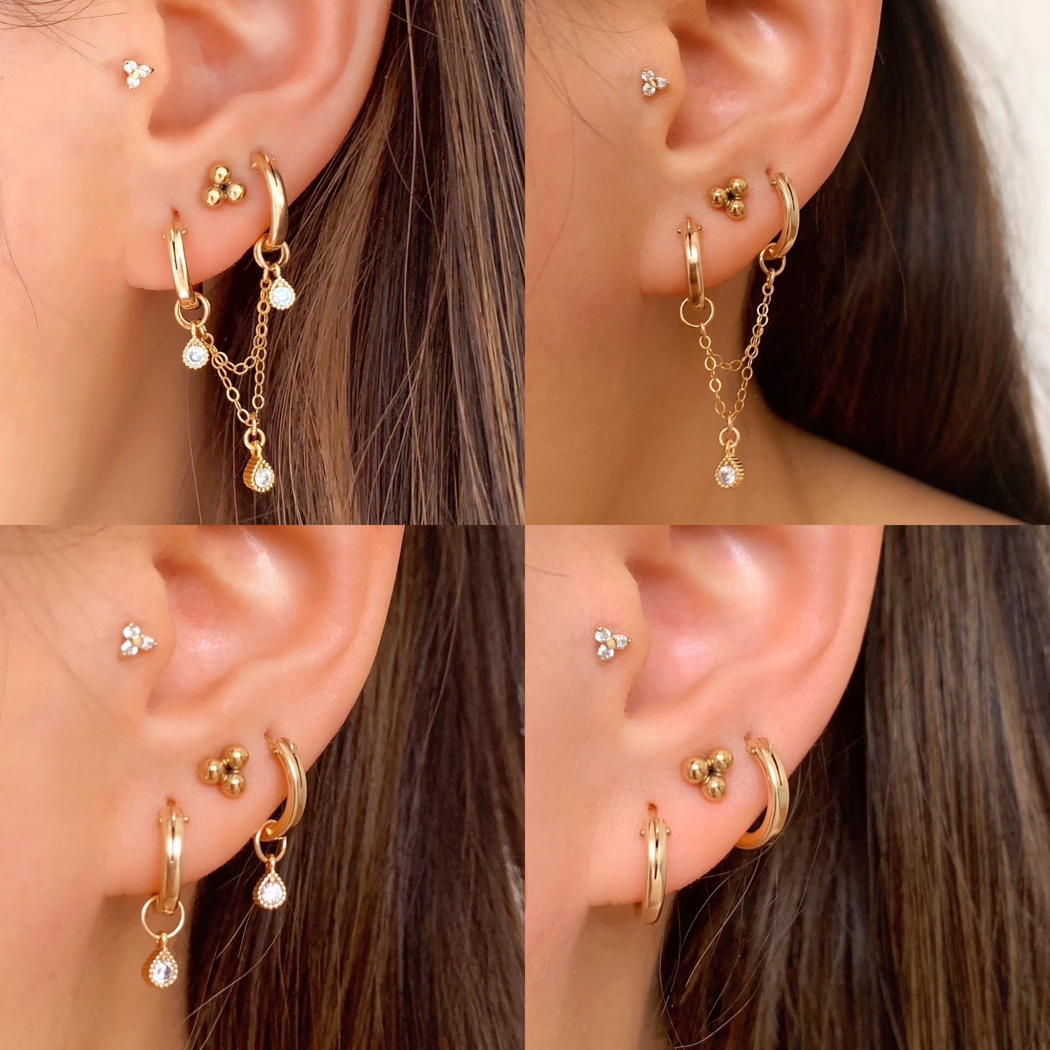 Embellished Teardrop Double Hoops